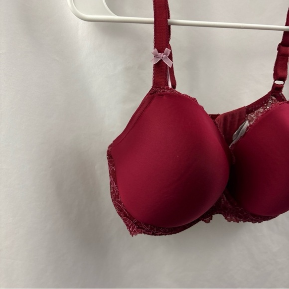 Victoria Secret Women Bra 38DD Red Violet Lace Dream Angels Lined Demi Underwire - Picture 2 of 16